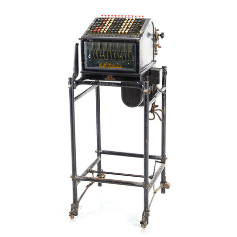 Burroughs Vintage Black Adding Machine on Stand