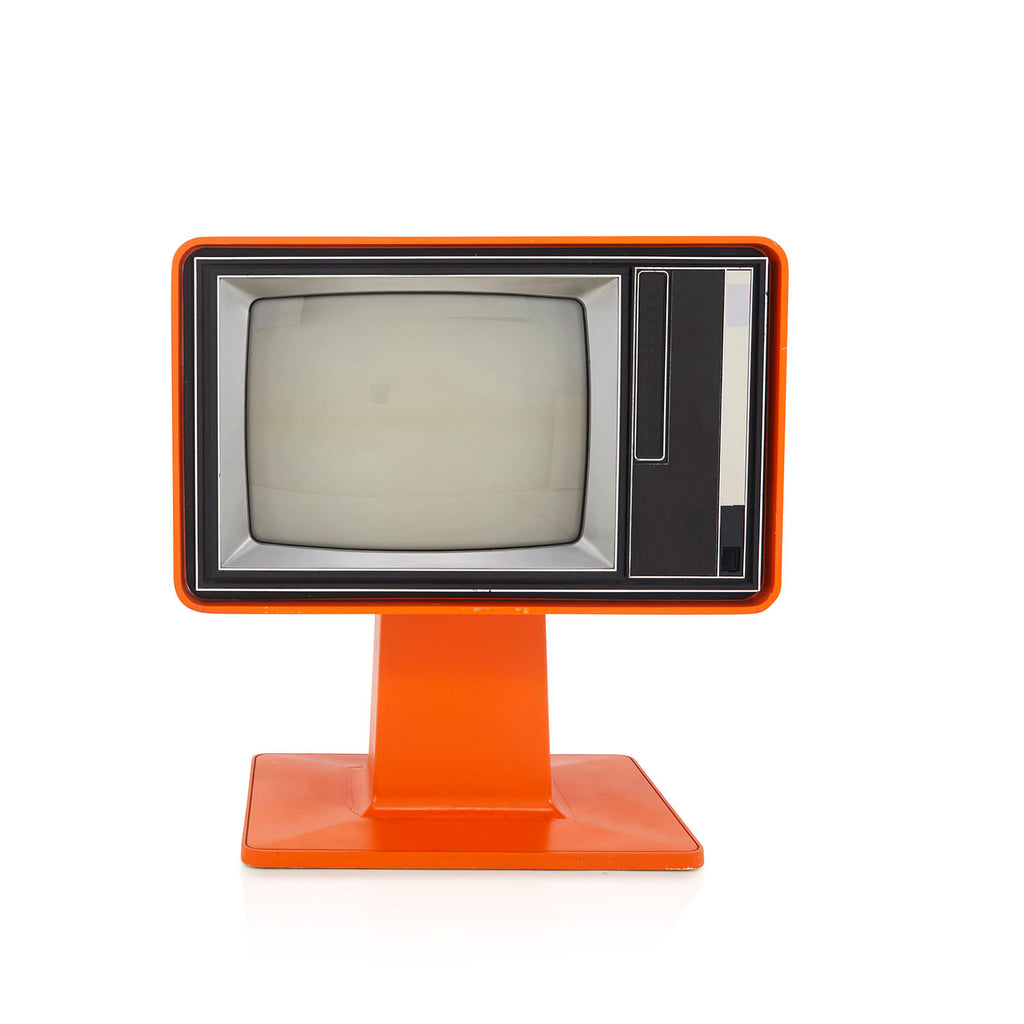 Large Orange Television Console on Stand