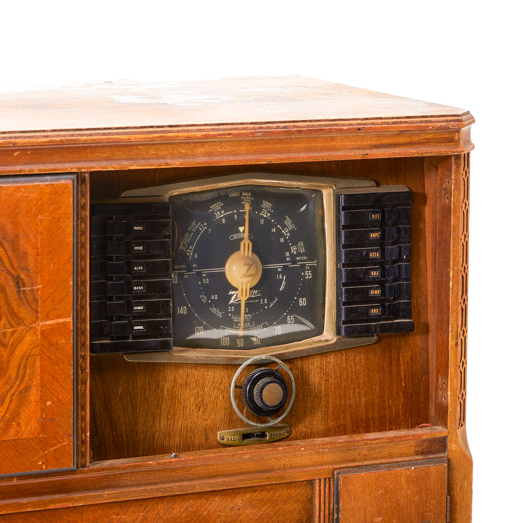 Weathered Zenith Radio & Phonograph Console Cabinet