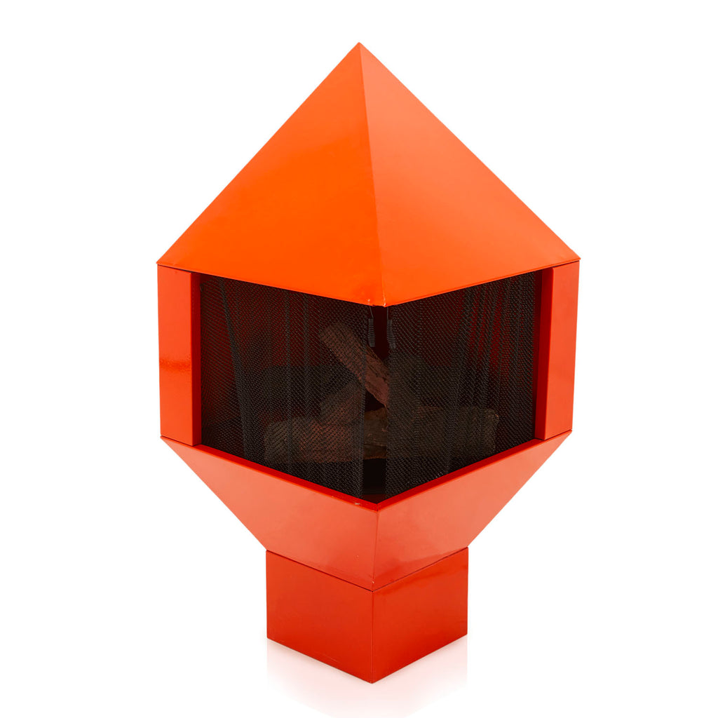 Geometric Orange MidMod Fireplace