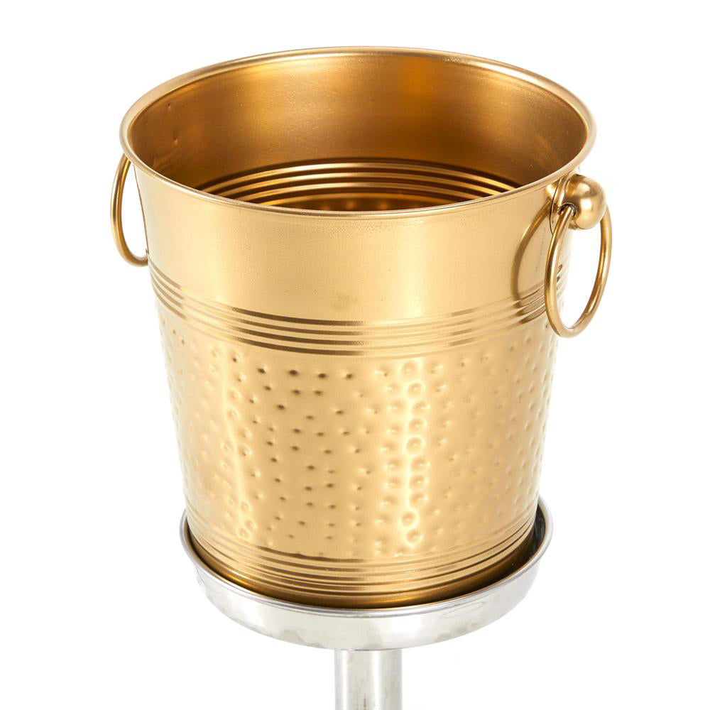 Copper Ice Bucket on Silver Stand