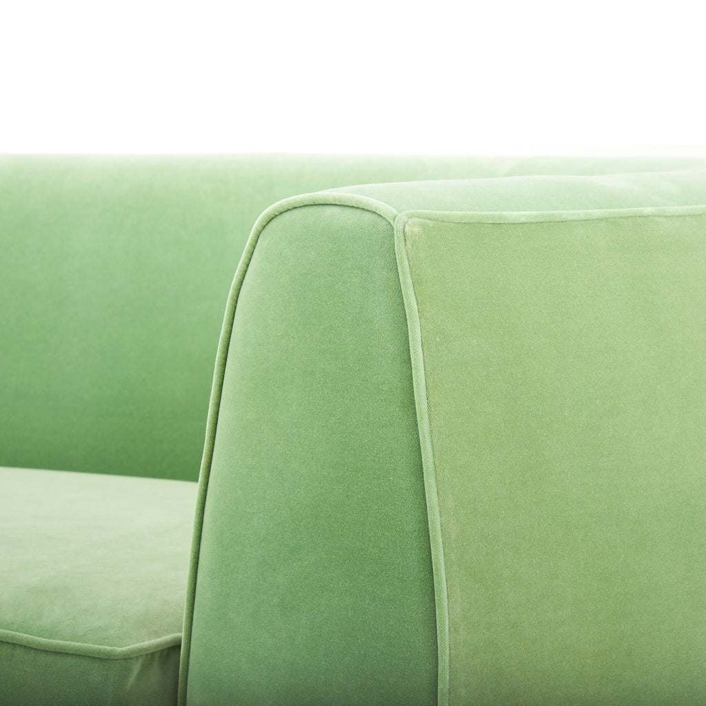 Curved Mint Green Velvet Sofa