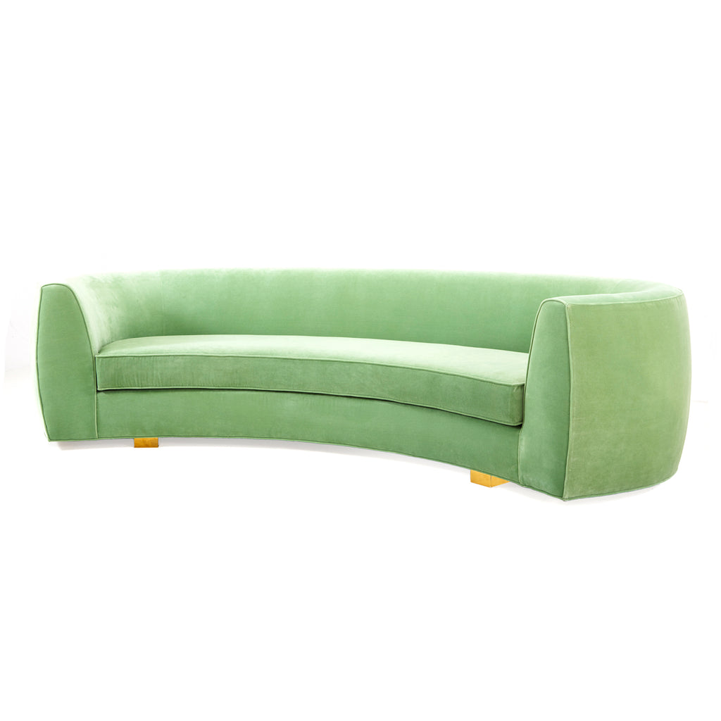 Curved Mint Green Velvet Sofa