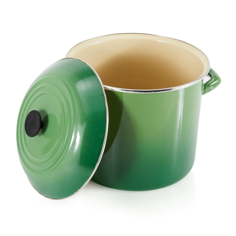 Green Enamel Stock Pot with Lid