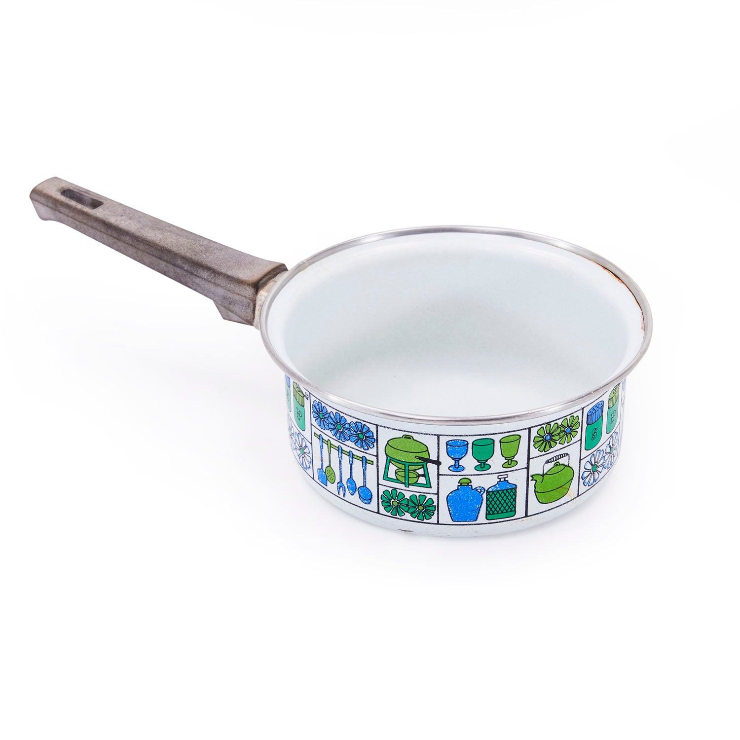 Blue + Green Pattern Enamel Cookware Set - 5 Pots + 3 Lids - Gil & Roy ...
