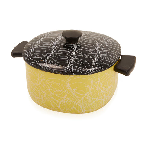 Yellow and Black Casserole Pot