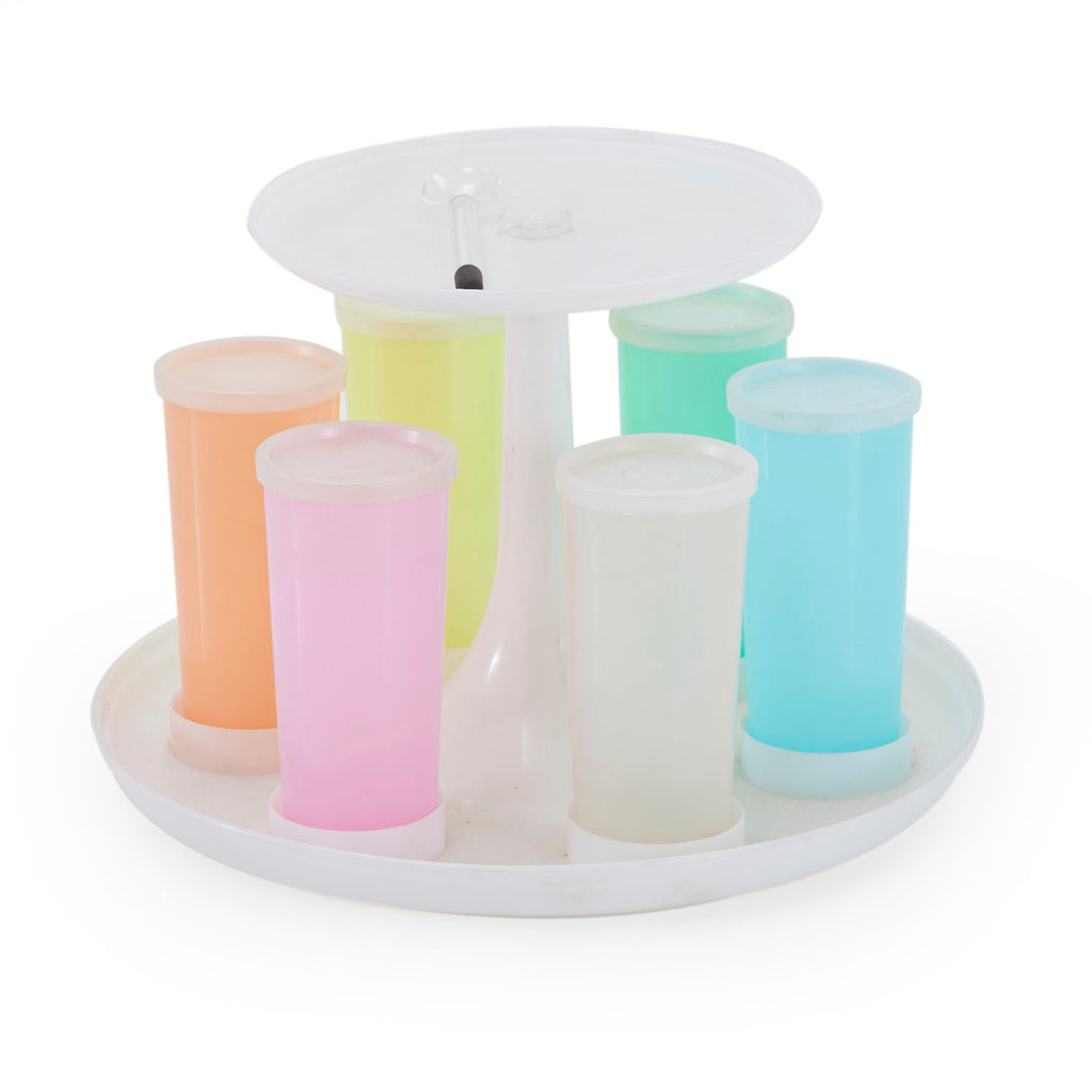 Pastel Plastic Cups with Carrier Rack