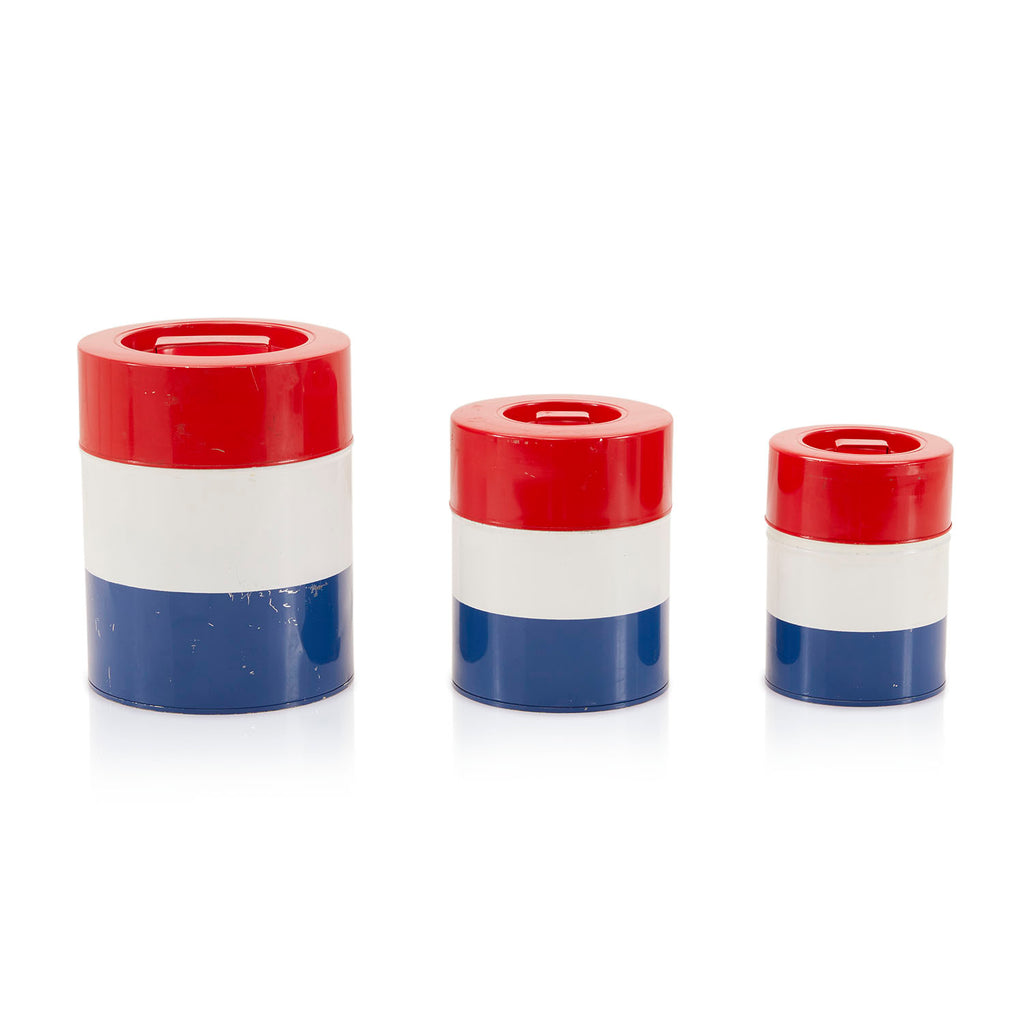 Red White and Blue Tin Canister Set of 3