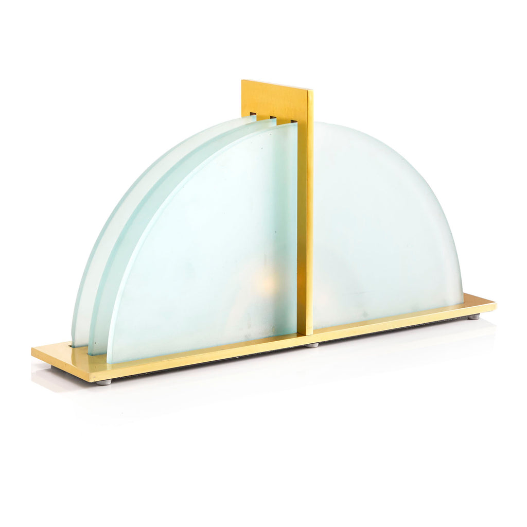 Half Circle Brass + Glass Plate Deco Table Lamp
