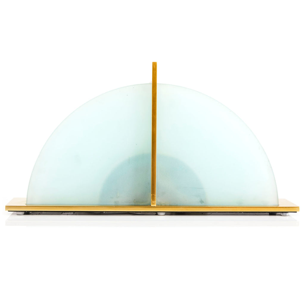 Half Circle Brass + Glass Plate Deco Table Lamp