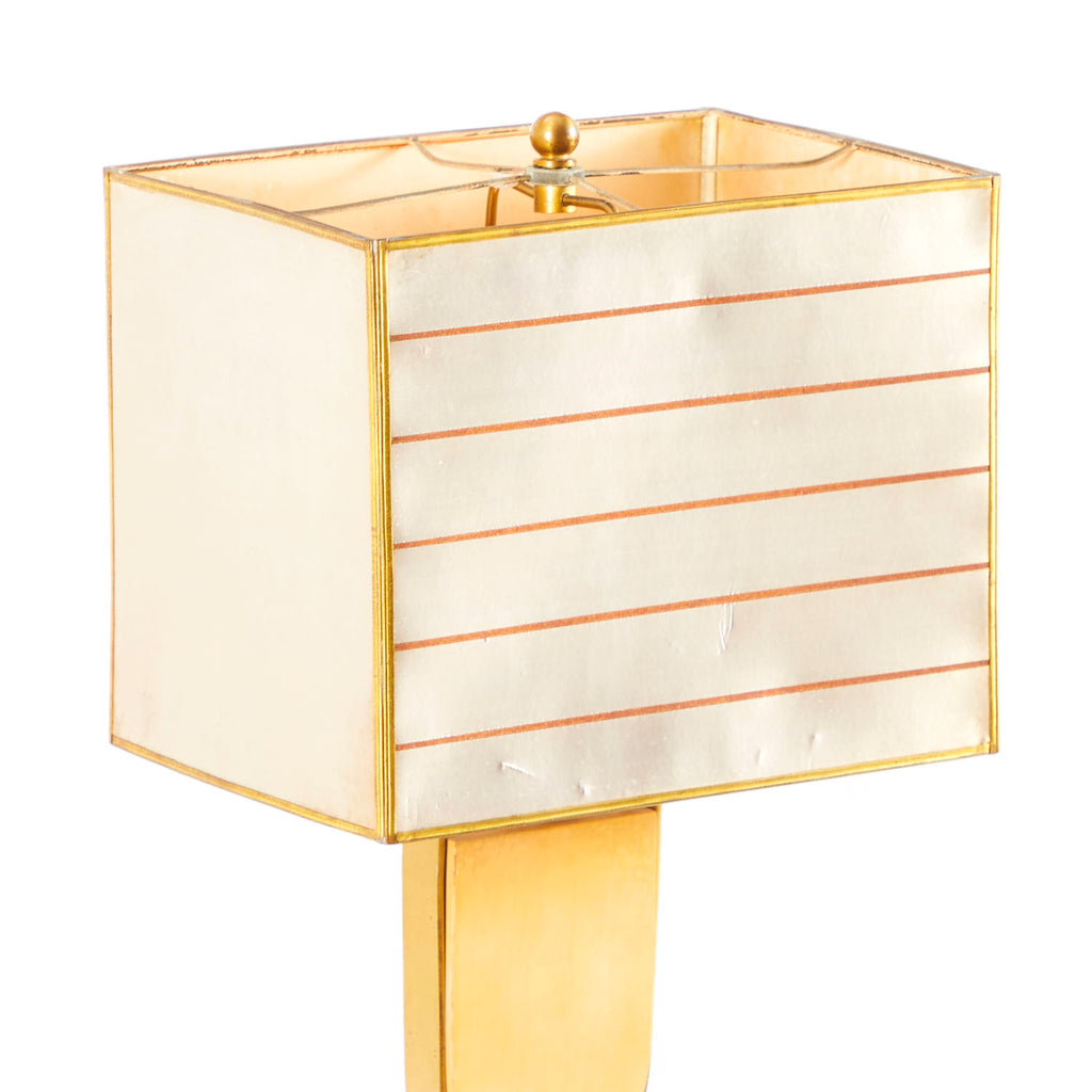 Gold Table Lamp with Striped Square Shade