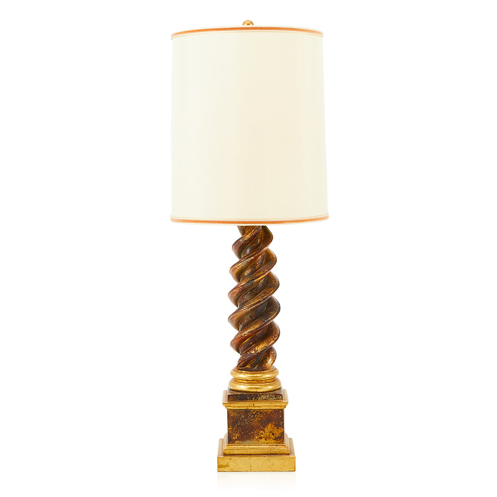 Wood & Gold Spiral Table Lamp