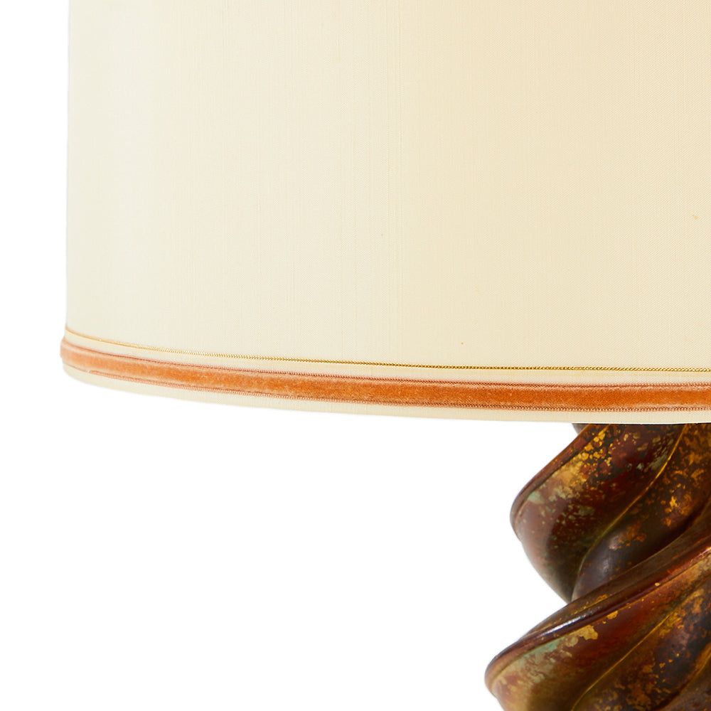 Wood & Gold Spiral Table Lamp