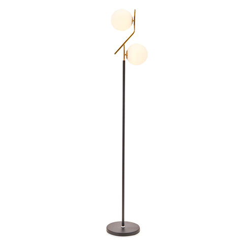 Black & Gold Double Orb Floor Lamp