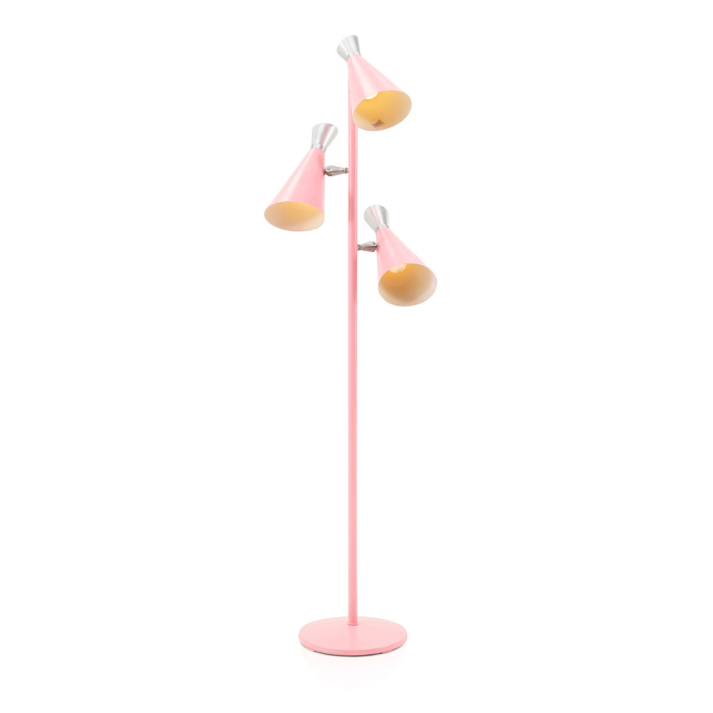 Pink Metal Triple Cone Shade Floor Lamp