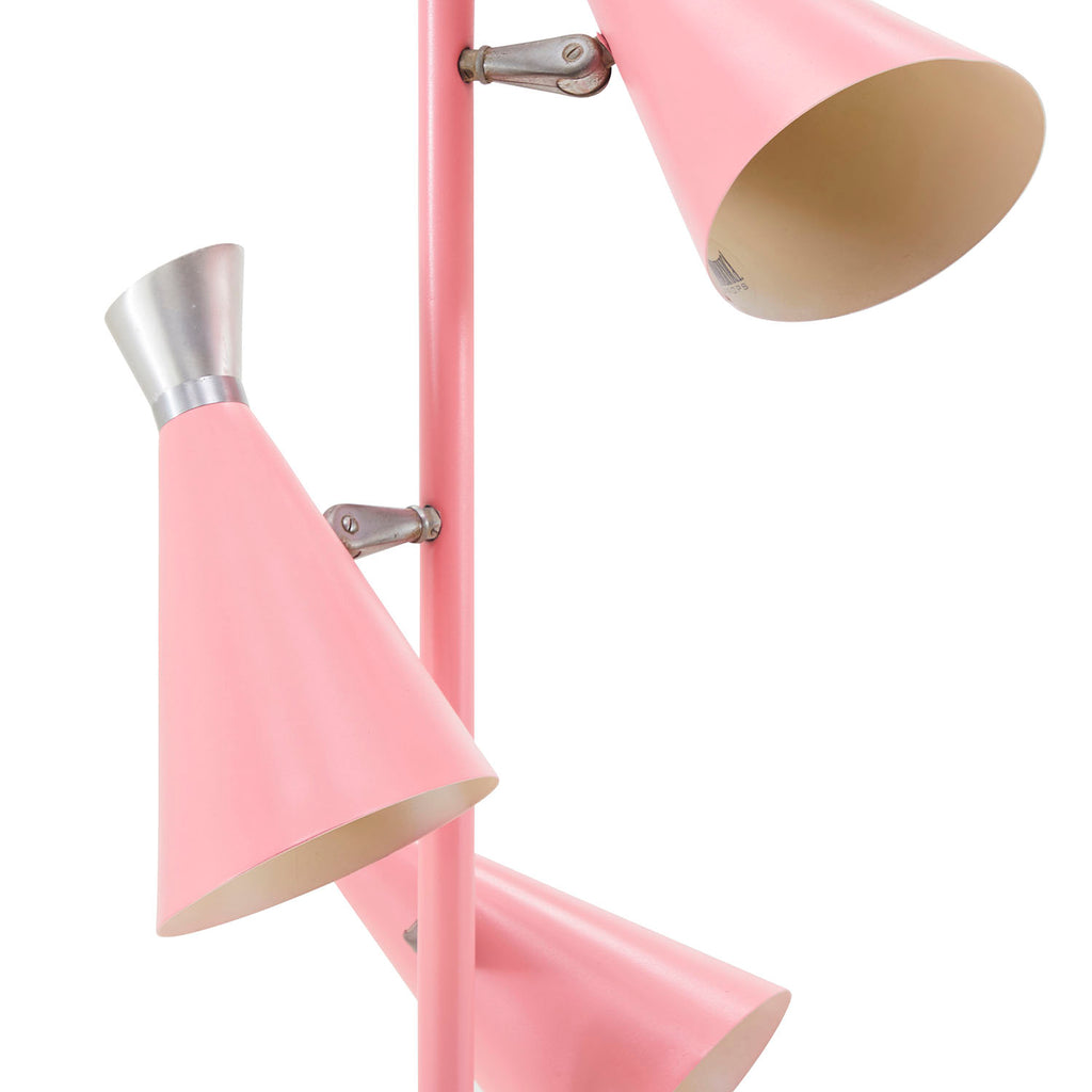 Pink Metal Triple Cone Shade Floor Lamp