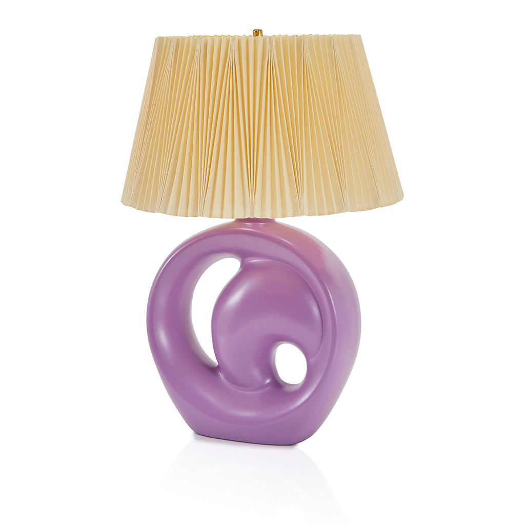 Purple 80s Cutout Table Lamp with Pleated Lamp Shade