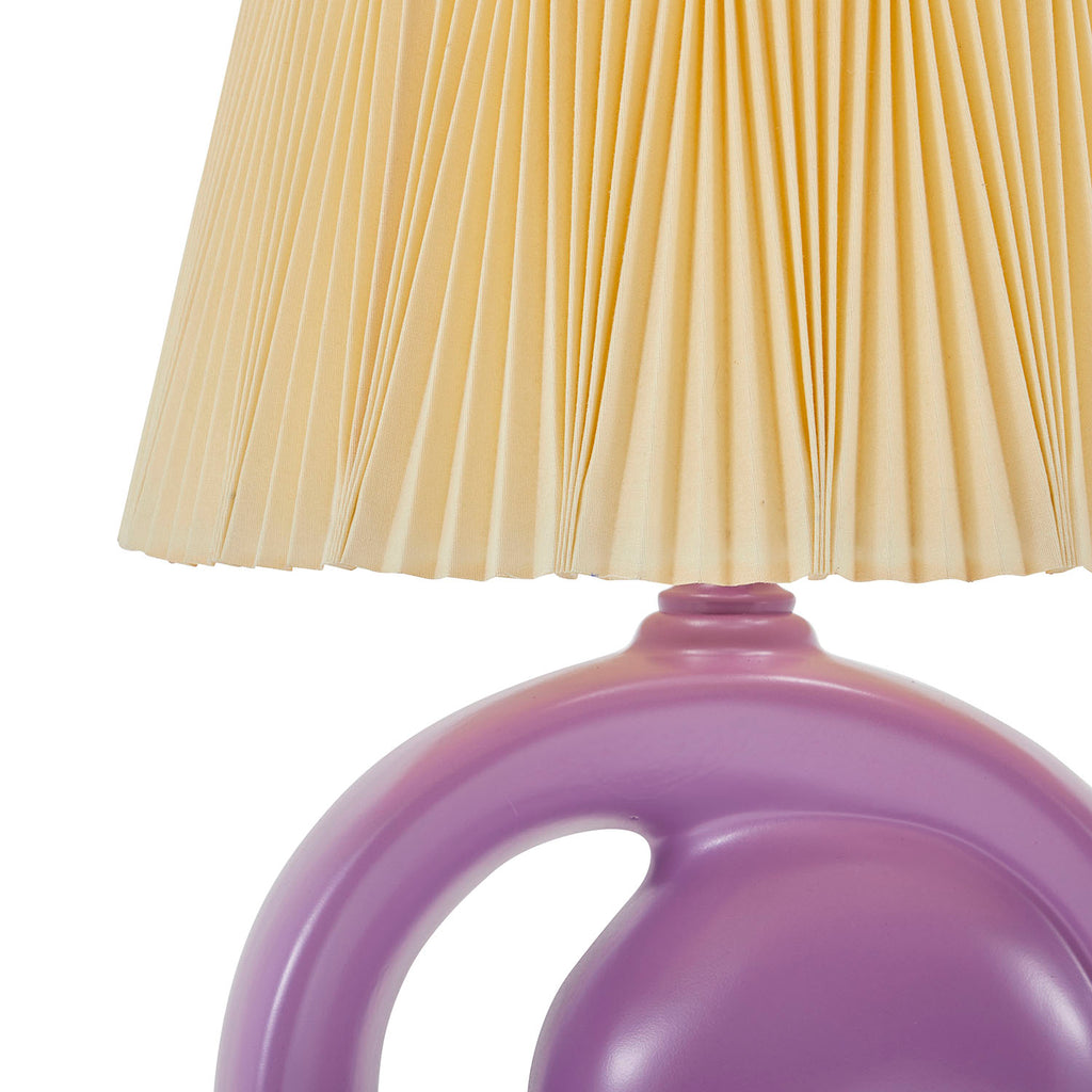 Purple 80s Cutout Table Lamp with Pleated Lamp Shade