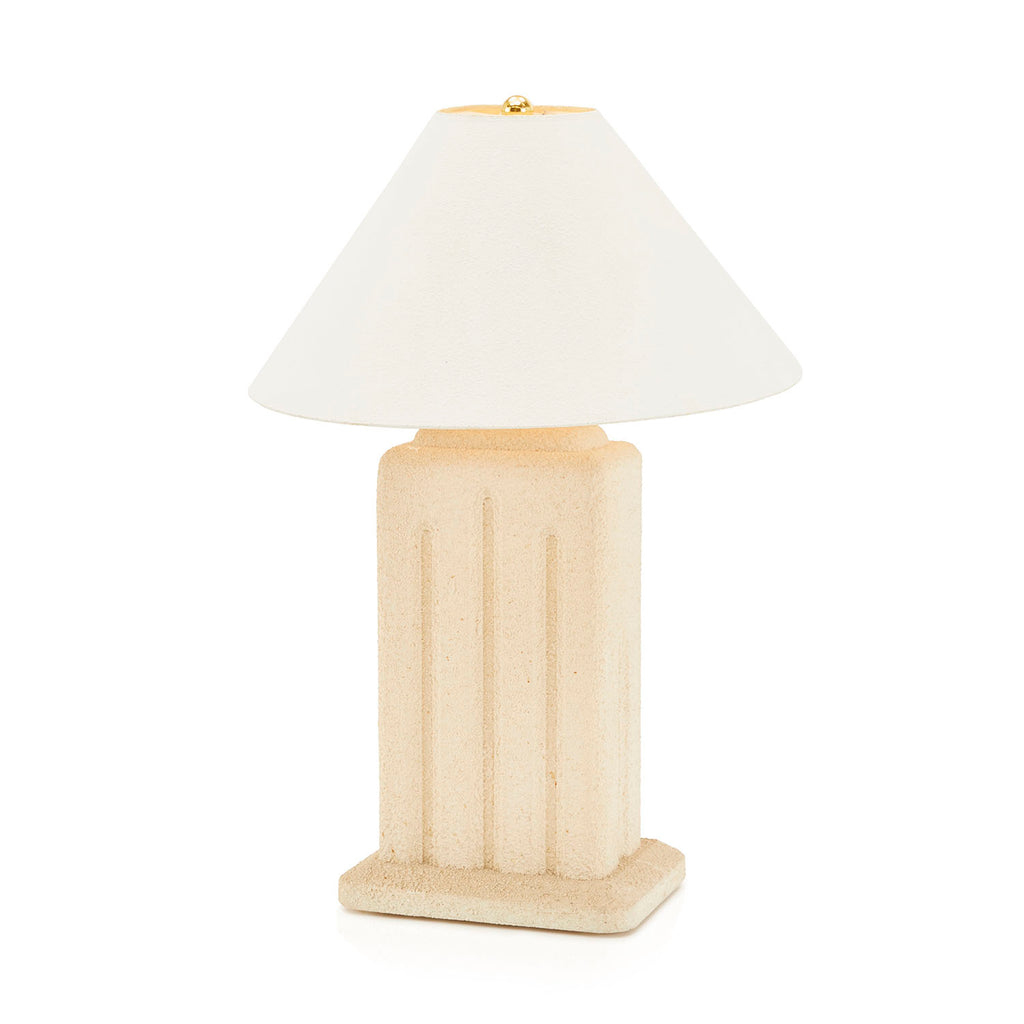 Tan Cement Deco Table Lamp