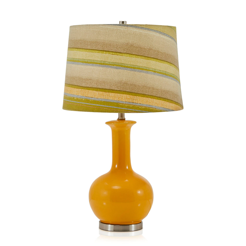 Mustard Bulb Table Lamp with Striped Shade