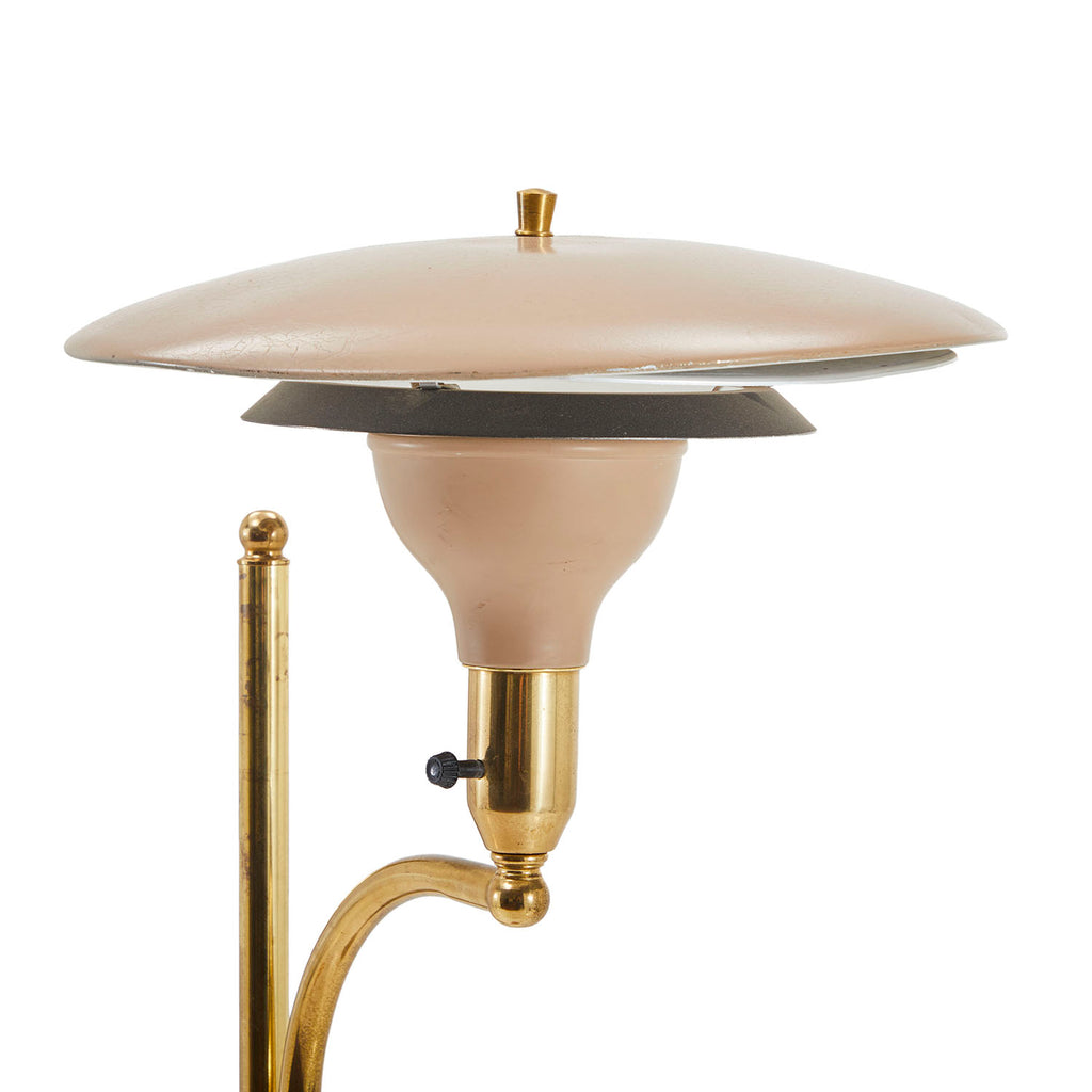 Brown Brass Mid Century Standing Lamp