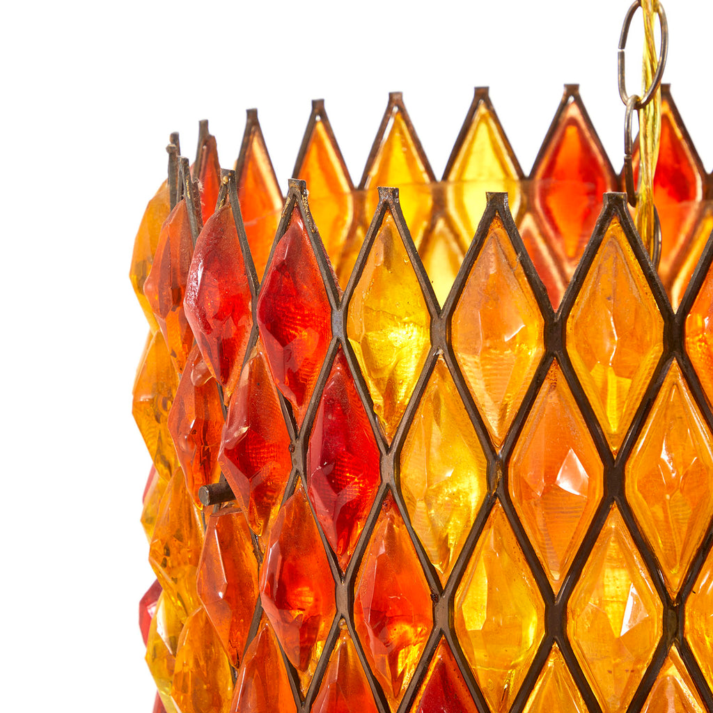 Red Orange Glass Diamonds Hanging Pendant Lamp