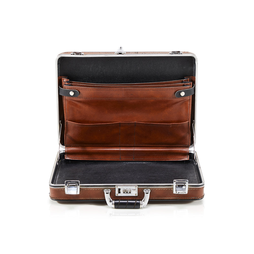 Brown Leather Engraved Briefcase