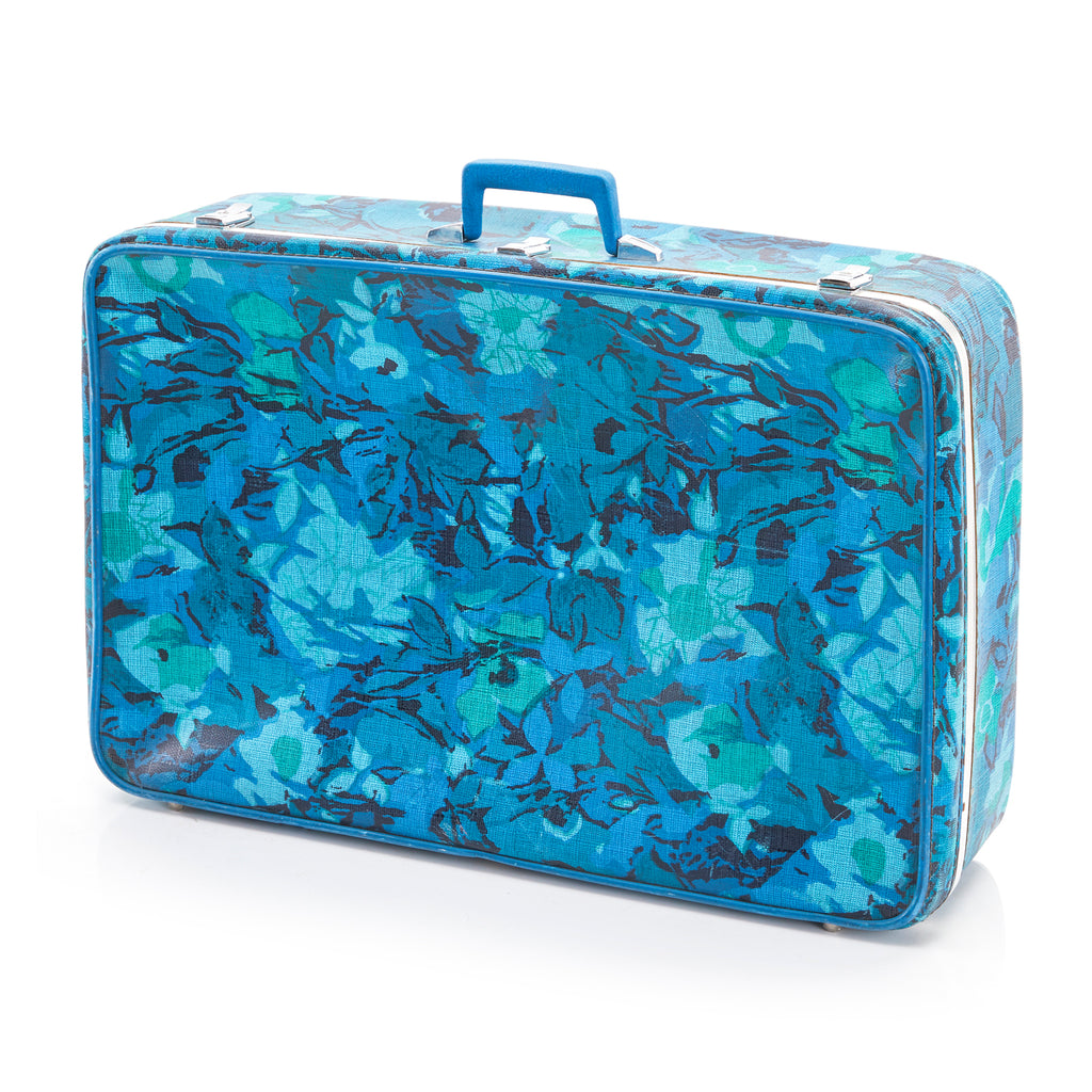 Vintage Blue Floral Suitcase