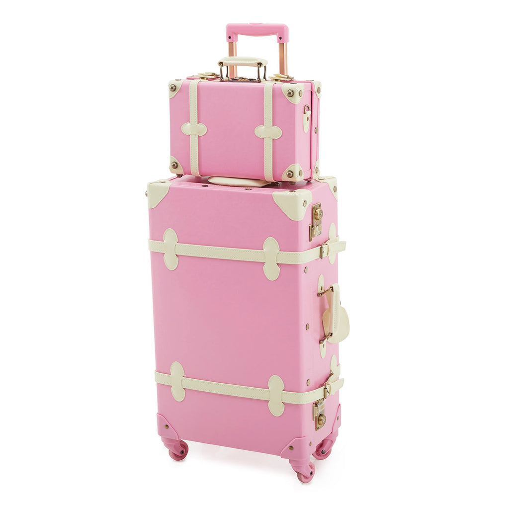 Large Pink Leather Suitcase