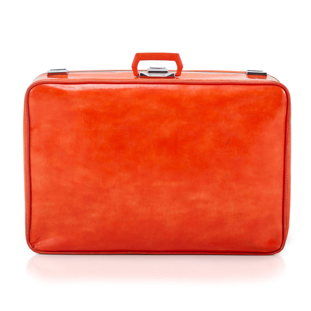 Vintage Orange Leather Suitcase