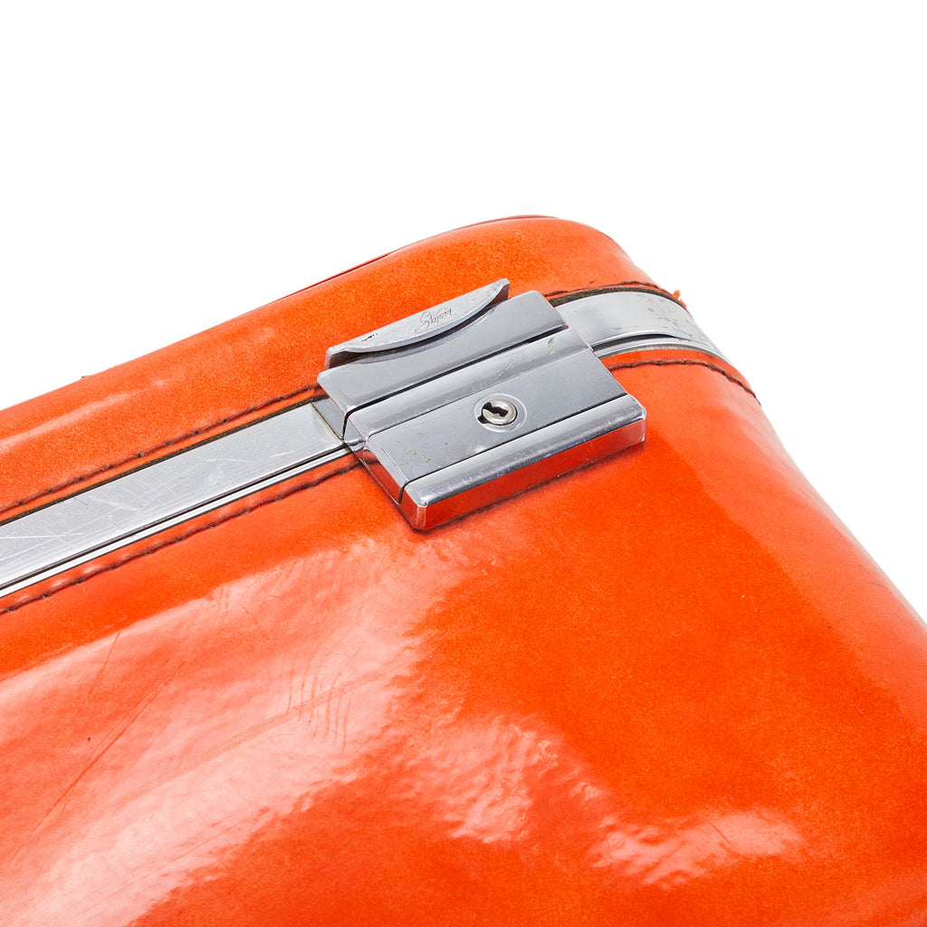 Vintage Orange Leather Suitcase