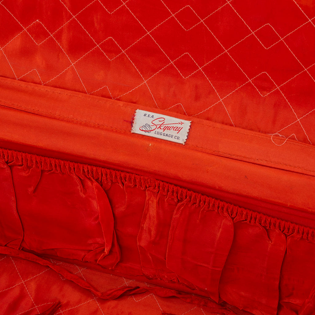 Small Vintage Orange Leather Suitcase
