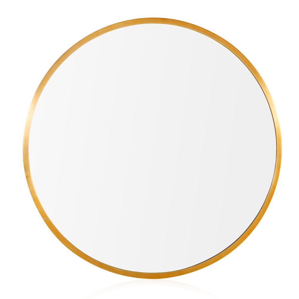 Gold Rimmed Circular Contemporary Mirror