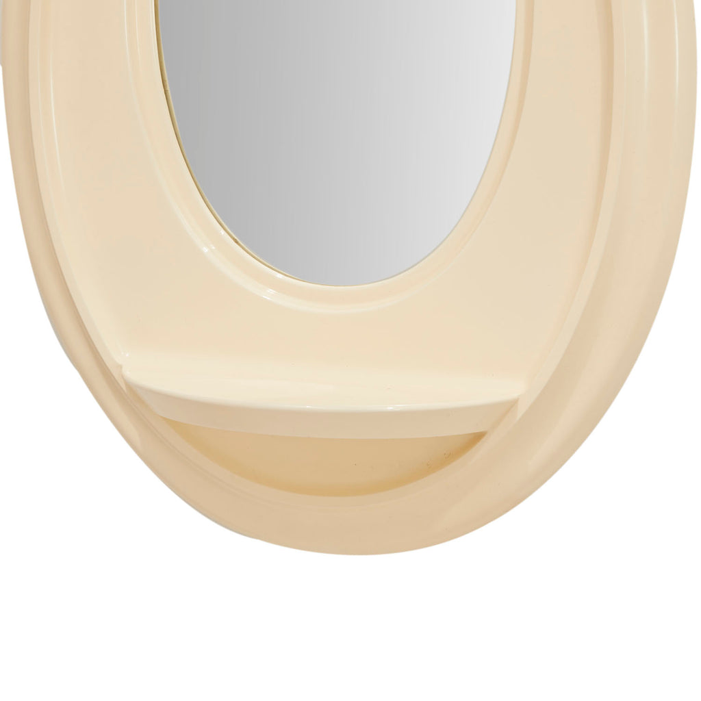 White Cream Plastic Oval Wall Mirror