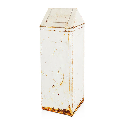 White Rusted Metal Garbage Can