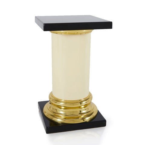 Black Gold Cream Deco Tall Column Pedestal