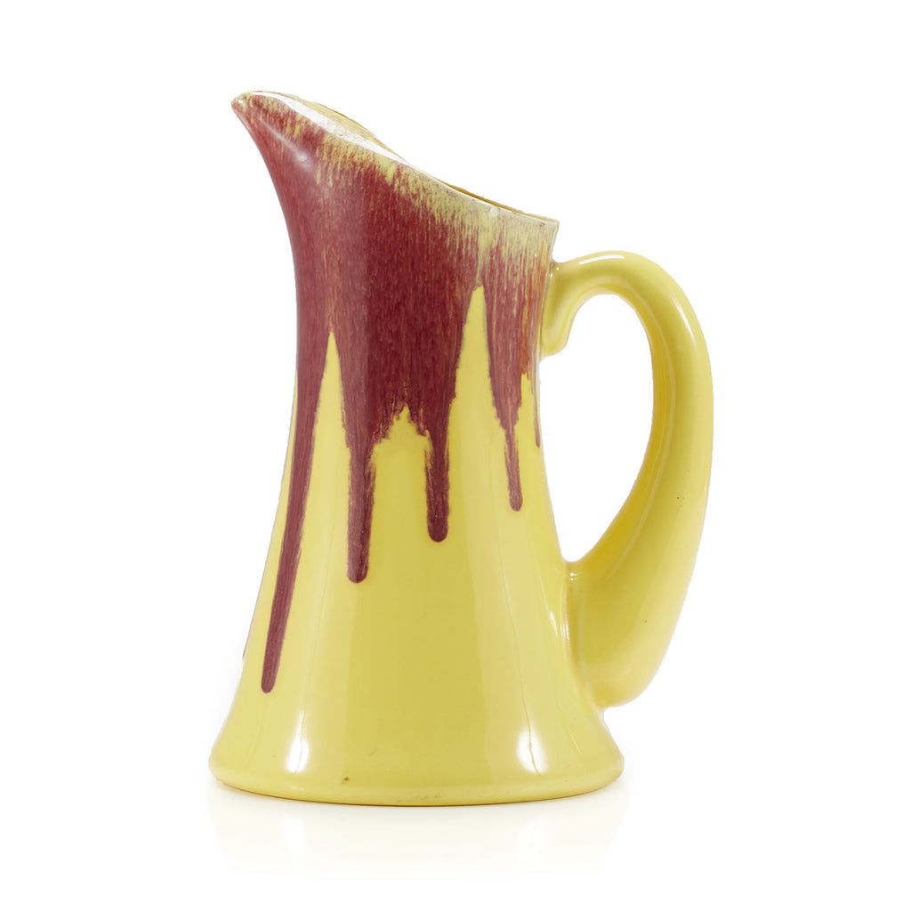 Red + Yellow Drip Painted Ceramic Pitcher