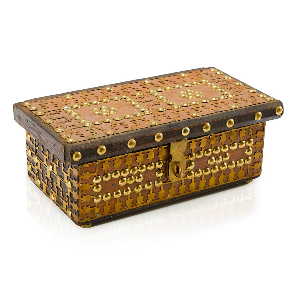 Gold Nailhead Jewelry Box