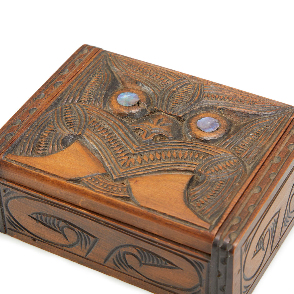 Wood Carved Dragon Face Jewelry Box