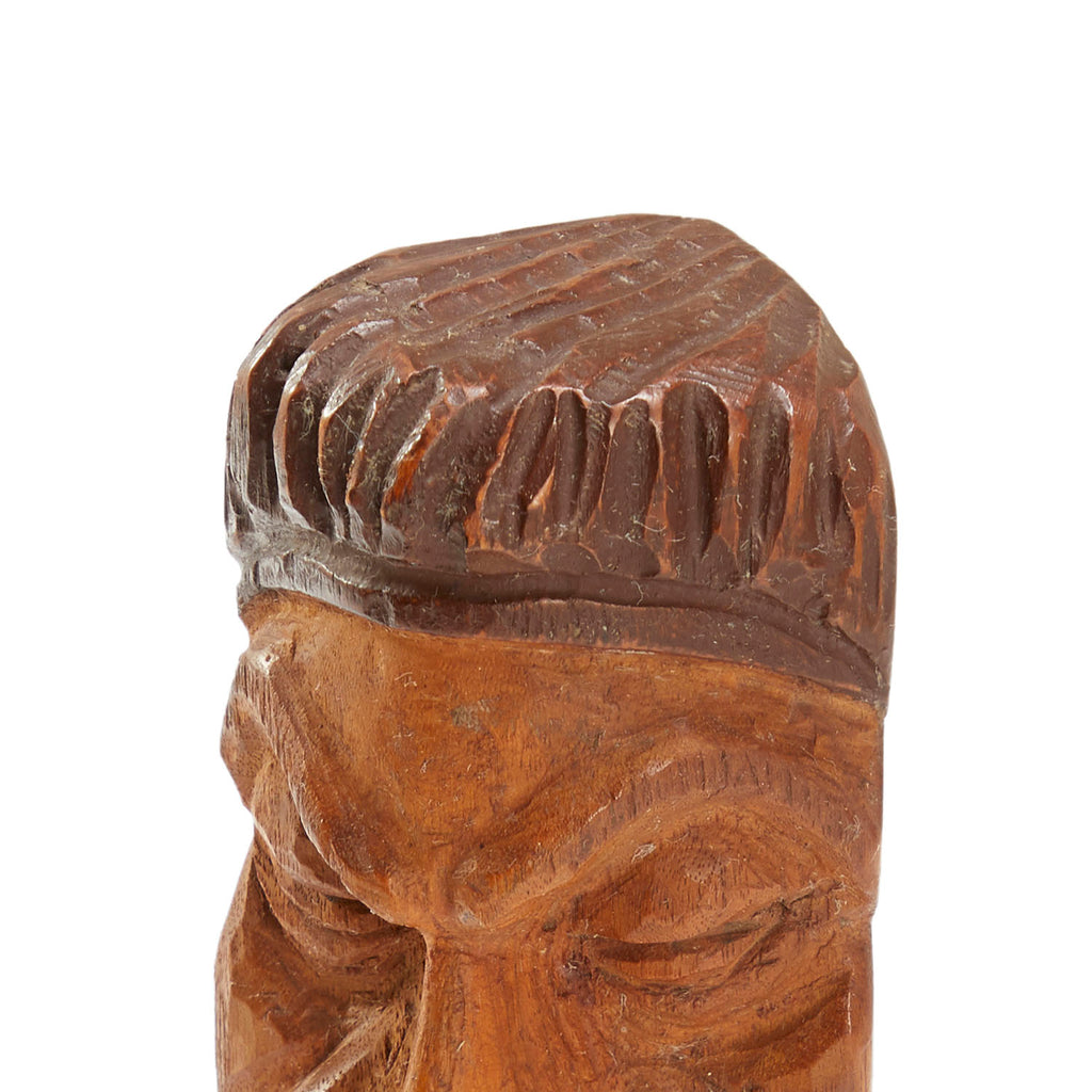 Wood Long Carved Face Sculpture