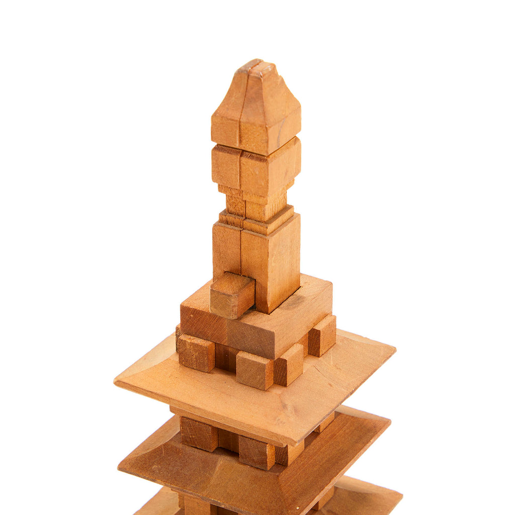 Small Natural Wood Pagoda Sculpture (A+D)