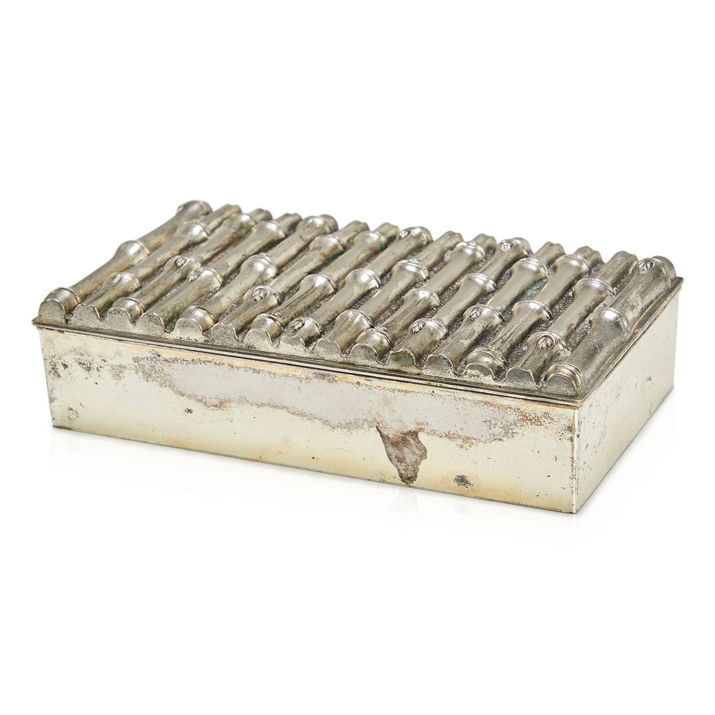 Silver Metal Bamboo Jewelry Box