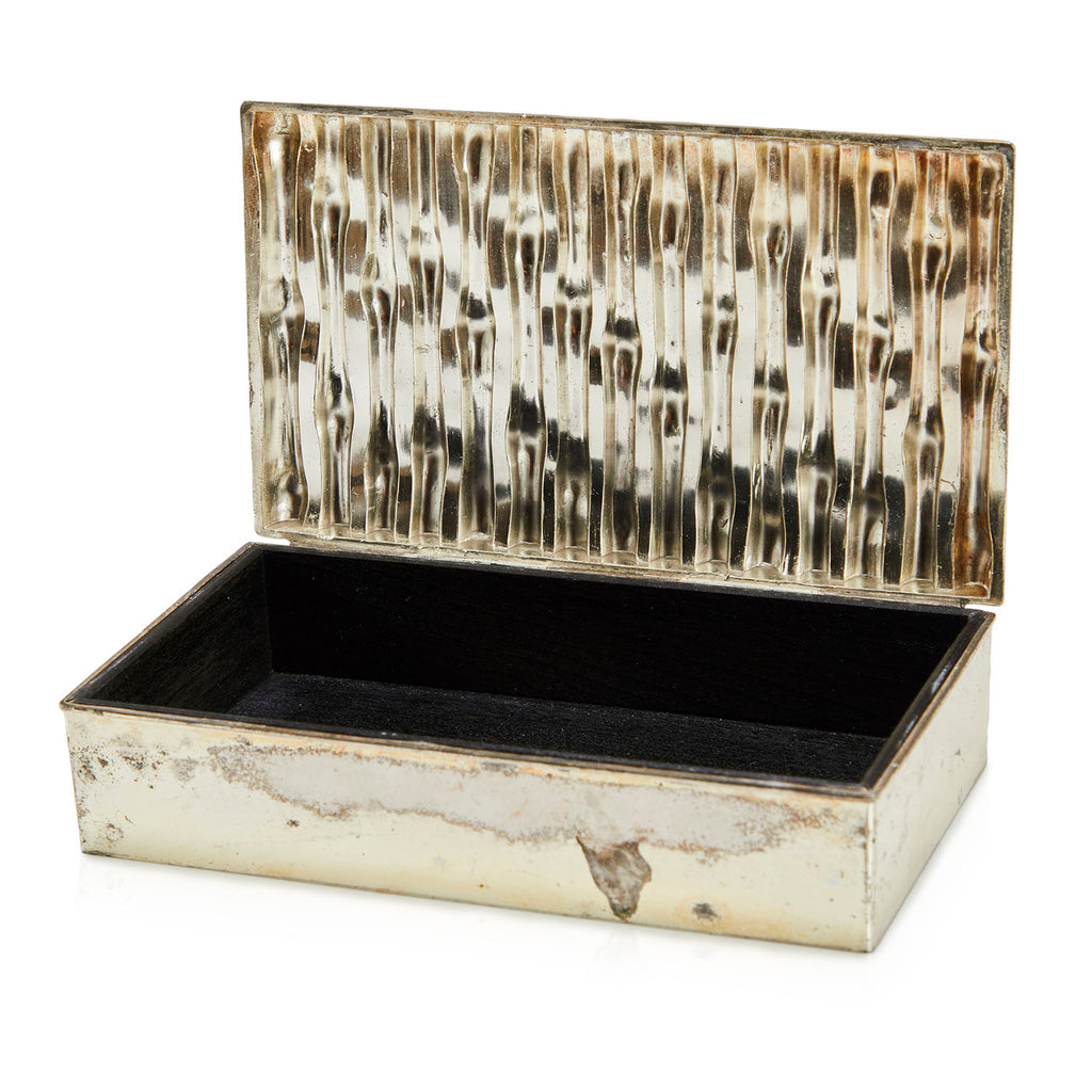 Silver Metal Bamboo Jewelry Box