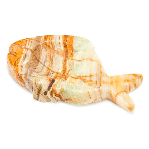 Tan Polished Stone Fish Ashtray