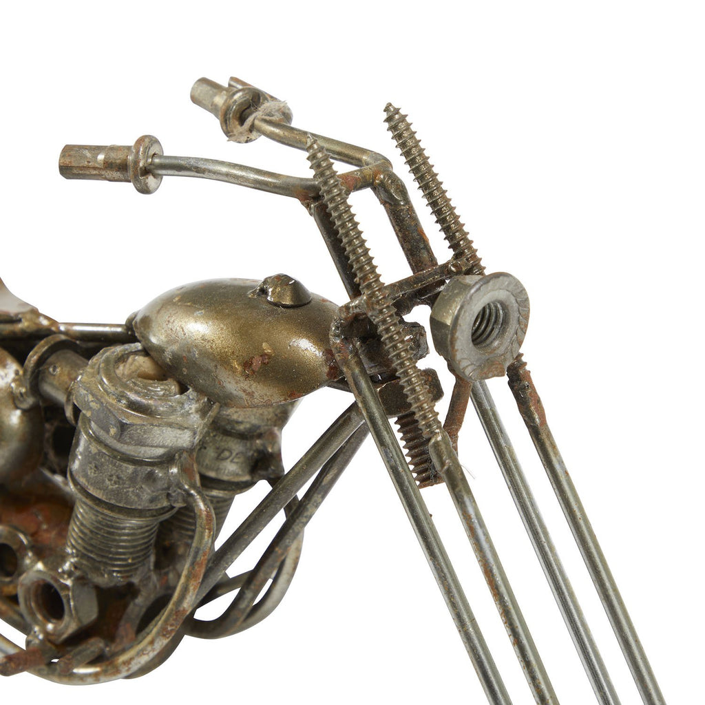 Metal Miniature Assemblage Tin Motorcycle - Chopper