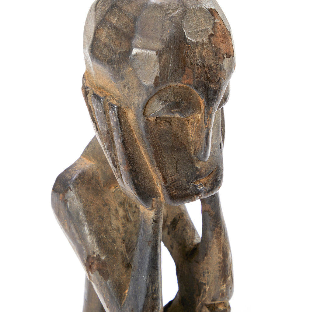 Wood African Head in Hands Figurine
