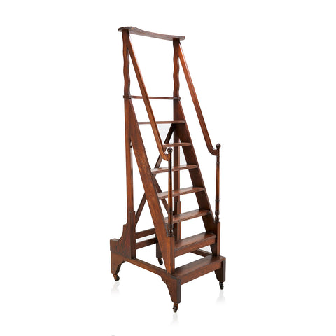 Antique Wooden Rolling Ladder