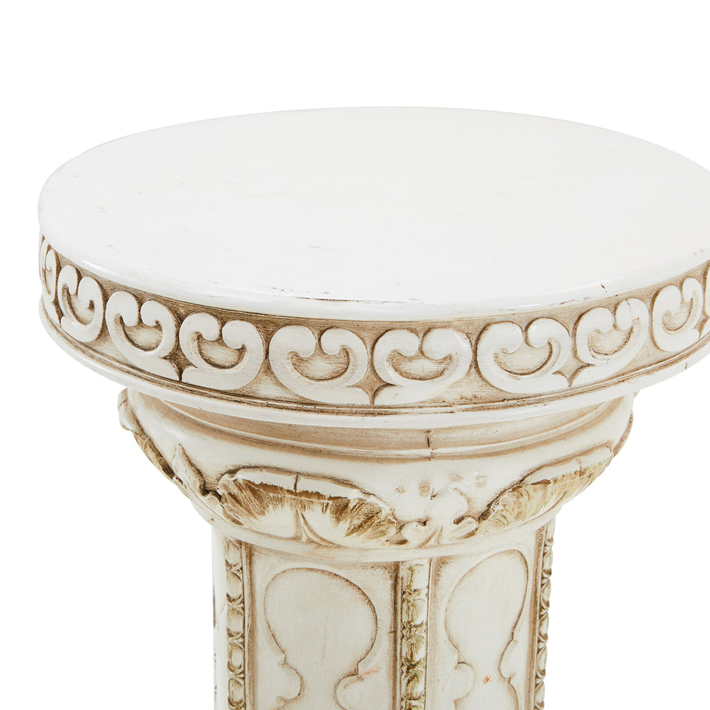 Ornate White Wooden Pedestal