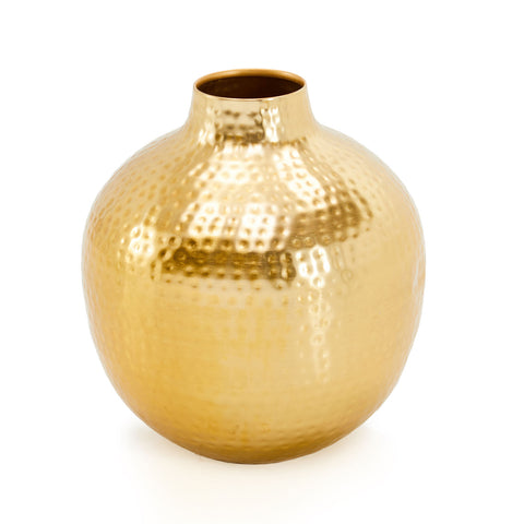Wide Gold Dimpled Jug Vase