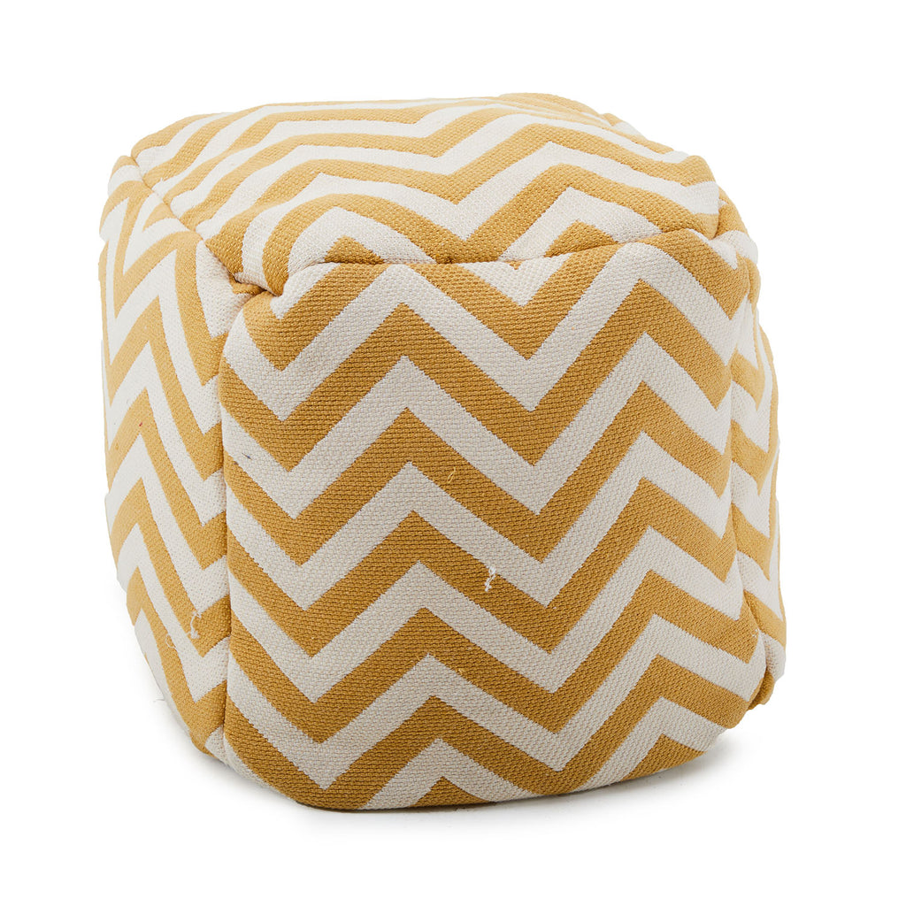 Mustard and White Pouf